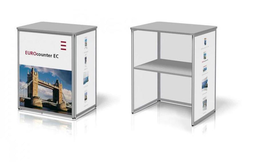 Dokonalý design a flexibilita přenosného stolku EuroCounter EC 2 jej činí ideálním řešením pro prezentace výrobků