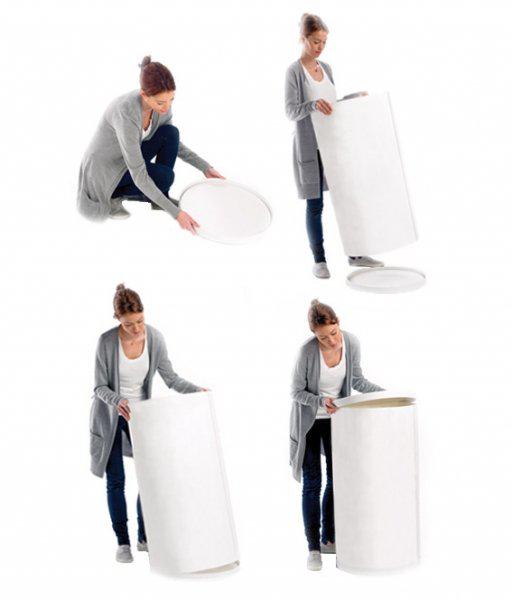 Kulatý plastový stolek ideální pro volně stojící prezentace, kde je potřebná jednolitá grafika ze všech stran