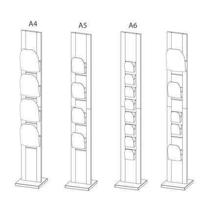 Stojan na prospekty Dacapo Ipoint - kombinace kapes na letáky (A4, A5, A6)