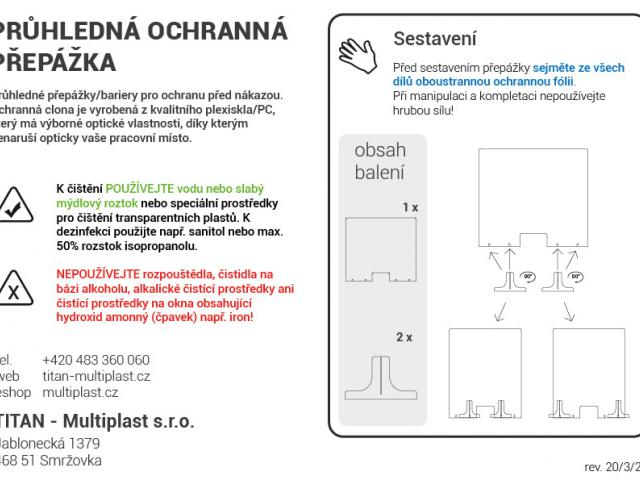 Průhledné plexi přepážky/bariéry pro ochranu zaměstnanců před kapénkovou virovou a bakteriální nákazou