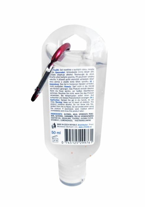 Antibakteriální dezinfekční gel pro každodenní dezinfekci rukou s praktickou karabinou