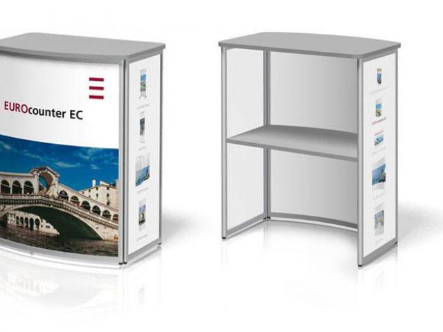 Dokonalý design a flexibilita přenosného stolku EuroCounter EC 1 jej činí ideálním řešením pro prezentace výrobků